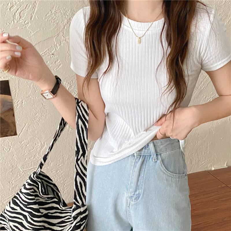 Real shot, short short-sleeved short-sleeved women's ins trendy half-sleeved