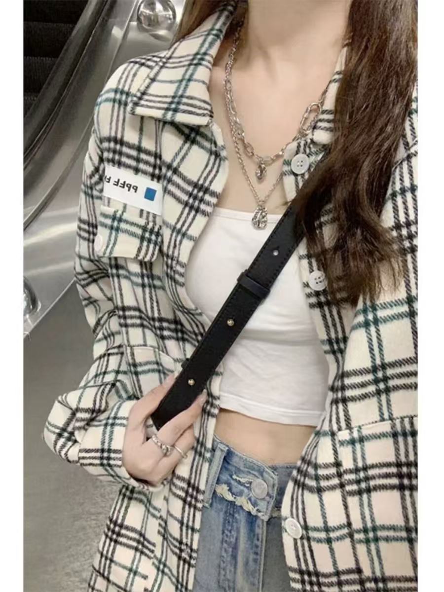 非實拍 法式格子襯衫春季設計感小眾襯衣寬鬆慵懶風上衣外套