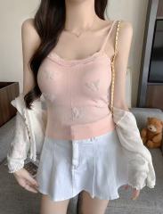 非實拍 純欲bm風蕾絲邊帶胸墊吊帶背心春夏內搭外穿打底美背