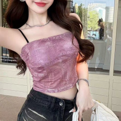 非實拍 法式高級感吊帶背心西裝內搭帶胸墊辣妹修身打底上衣