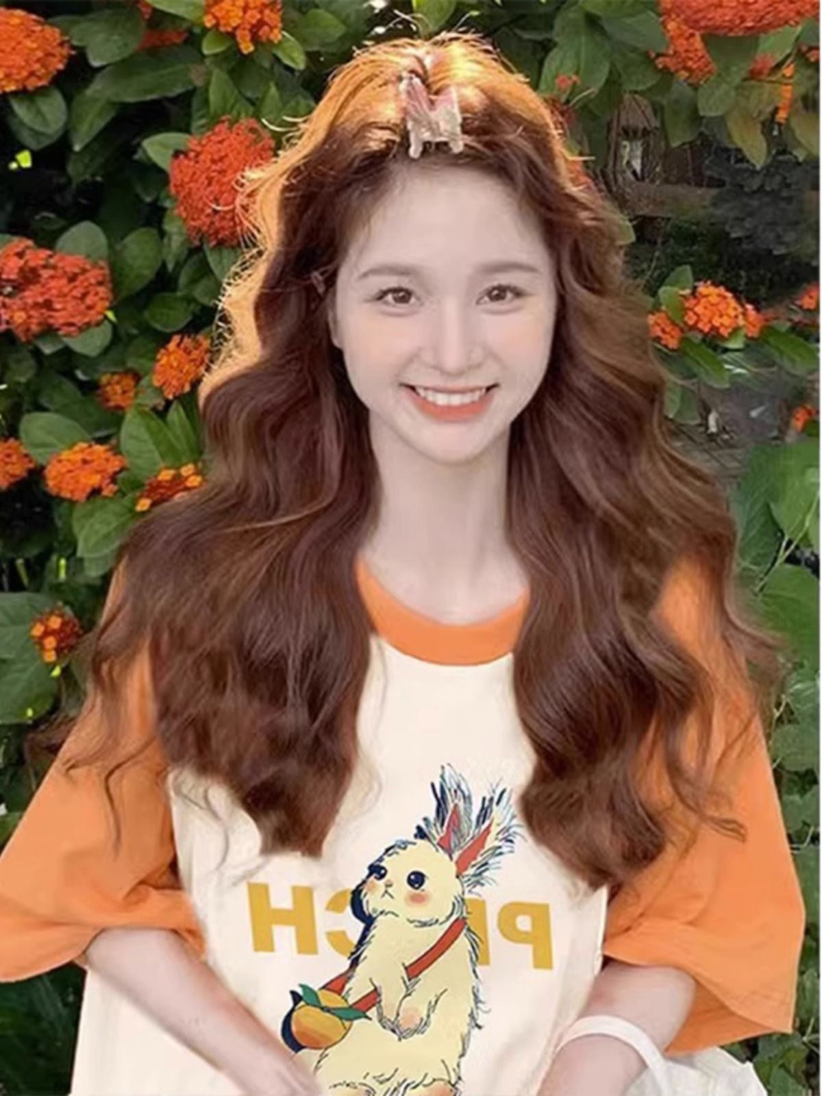 Pure cotton large-size women's T-shirt spring and summer new design Korean loose short-sleeved cartoon printed T-shirt top for women