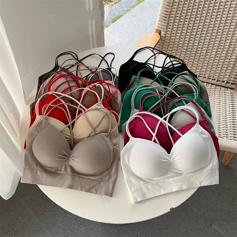 Price ~ Simple inner wear multi-color suspender vest integrated fixed cup beautiful back versatile underwear for women