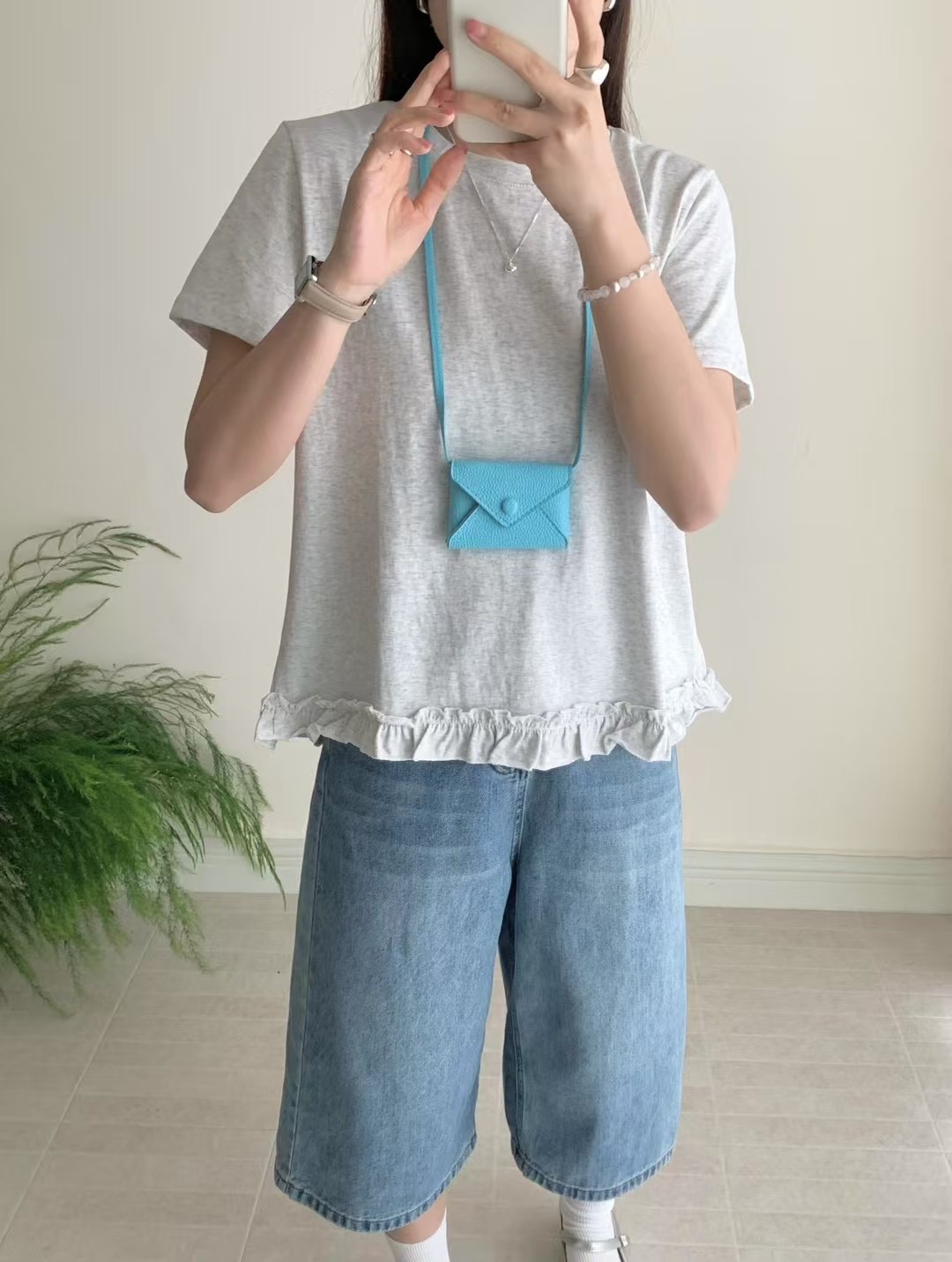 實拍～2025春夏新款韓版寬鬆休閒百搭純色短袖T恤女花邊拼接上衣