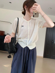 Ice silk cardigan thin women's suspender skirt with shawl blouse 2025 new summer jacket sunscreen knitted sweater