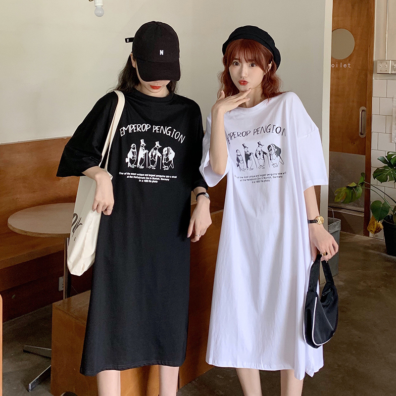 #Real shot 6535 cotton 2025 spring and summer new large size fat MM dress short-sleeved T-shirt for women