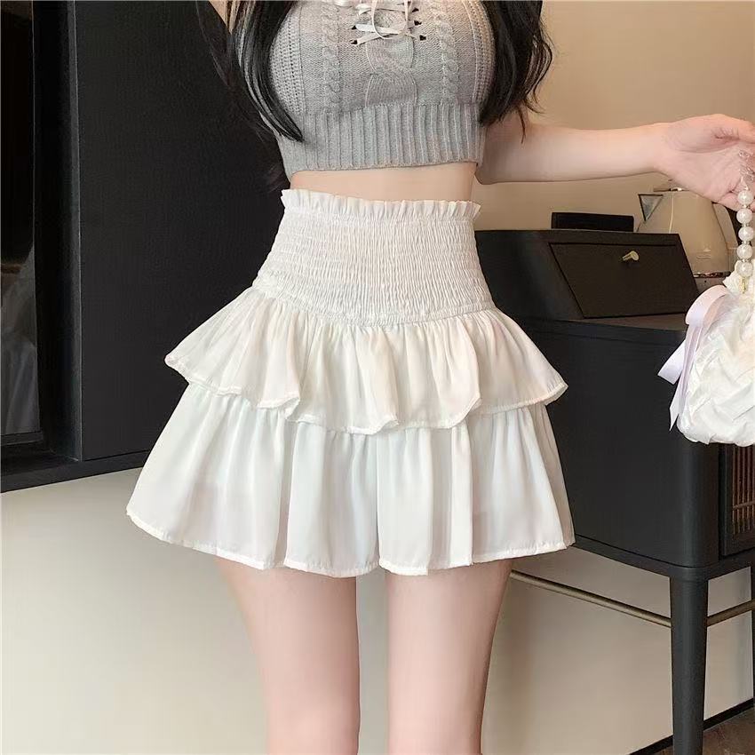Non-shoot cake dress women's white fluffy skirt high-waisted slimming semi-skirt black ballet style short skirt trendy