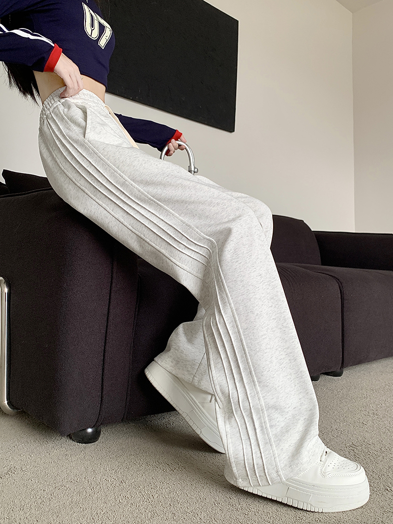 Real shot, three-dimensional waist, gray sweatpants ins loose casual sports pants American straight trousers