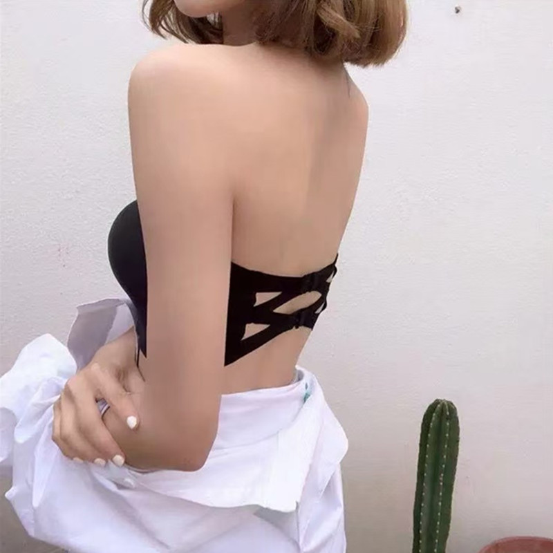 非實拍無肩帶抹胸內衣防走光遮胸一片式聚攏無痕防滑內搭美背
