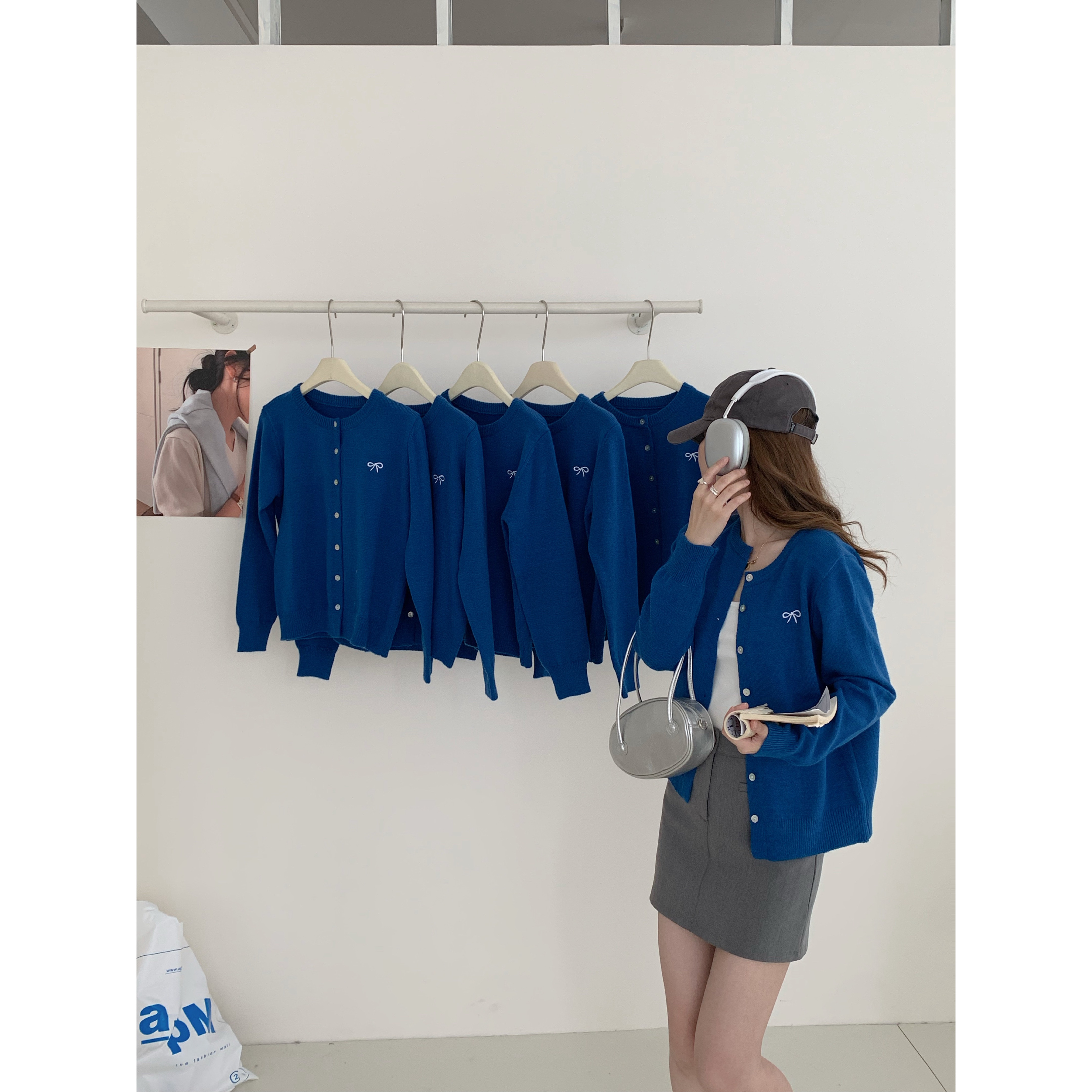 Thirteen-row bow embroidered knitted cardigan for women new gentle casual and versatile long-sleeved jacket