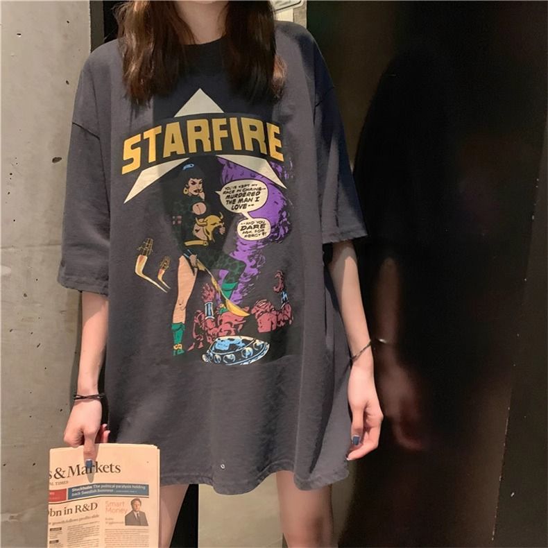 200g pure cotton 2025 summer new large size loose mid-length dress fat mm short-sleeved T-shirt skirt for women
