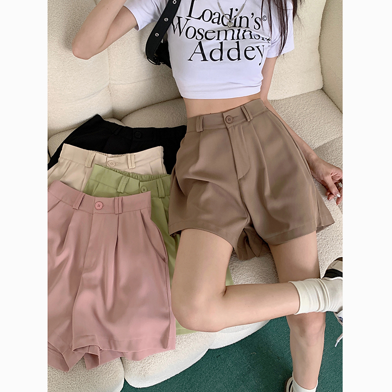 Real shot!  2025 new draped elastic waist hot shorts casual suit shorts for women