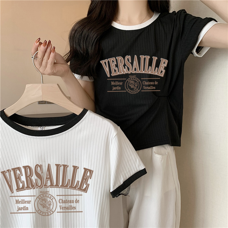 Real shot short-sleeved T-shirt women's summer short top
