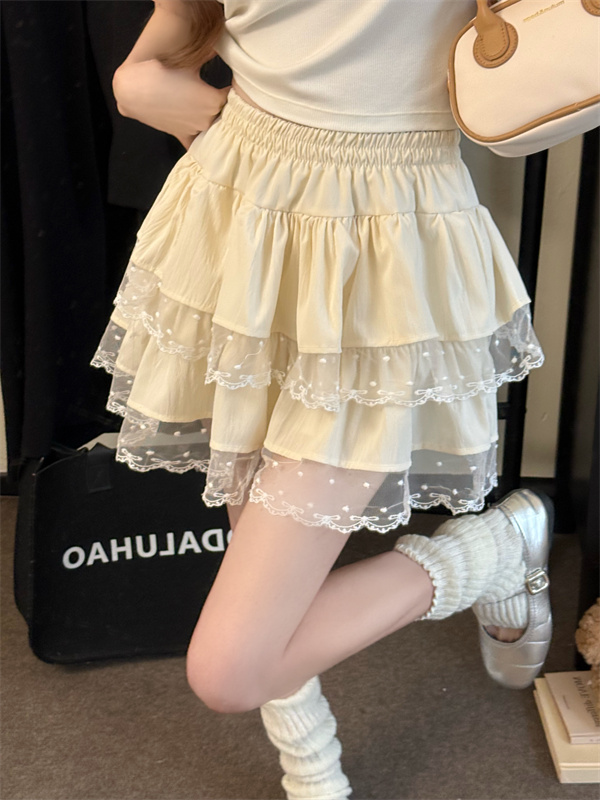 Photographed butterfly knot lace half skirt ballet style cake skirt half skirt petite A-line fluffy short skirt trendy