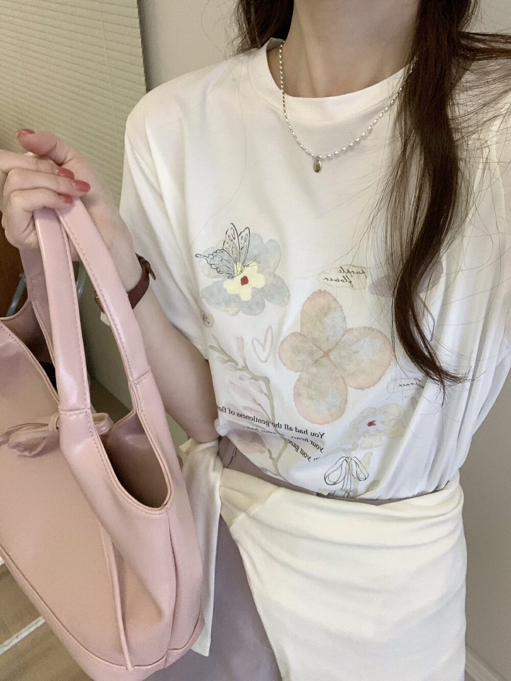 200g combed and tight spun in 2025, pure cotton back bag strip, spring and summer loose shoulder printed short-sleeved T-shirt
