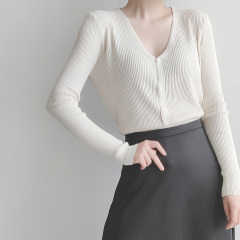 Korean summer new ice silk cardigan knitted jacket for women v-neck thin large-size top sunscreen knitted sweater long sleeves