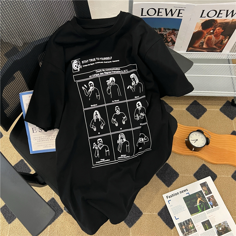 Real shot, 100% pure cotton 2025 summer new personalized printed short-sleeved women's T-shirt