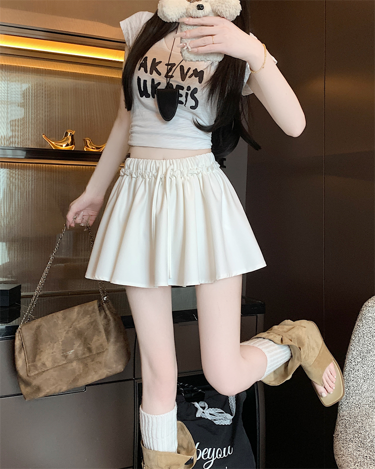 實拍~辣妹百褶蓬蓬半身裙女新款高腰鬆緊腰a字百搭防走光短裙