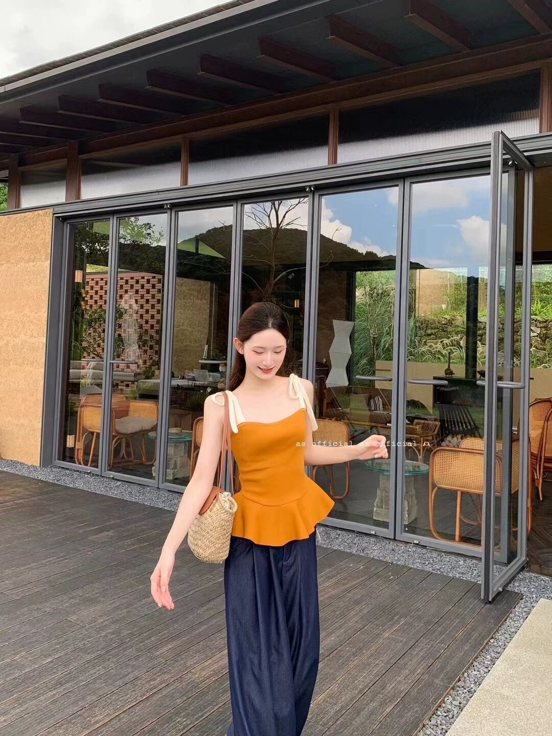 天貓質量夏季多巴胺穿搭荷葉邊針織小吊帶女外穿綁帶無袖上衣