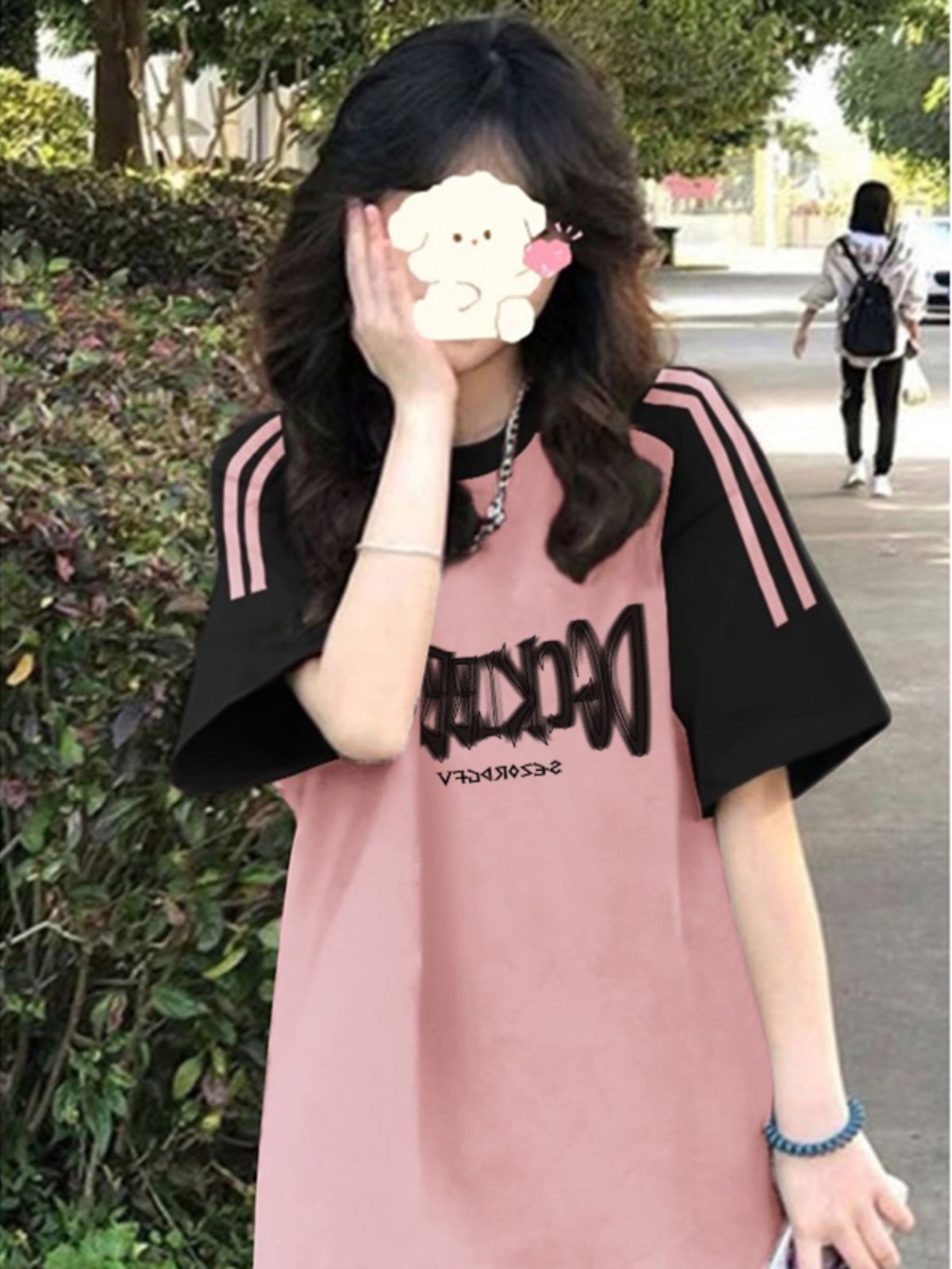 Pure cotton large-size women's T-shirt spring and summer new design Korean loose short-sleeved cartoon printed T-shirt top for women