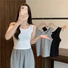 Real shot of 2X2 modal ribbed summer hot girl outfit suspender vest for women