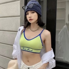 American retro contrast color beautiful back casual sports hot girl bra wrap bra vest suspender doodle American style