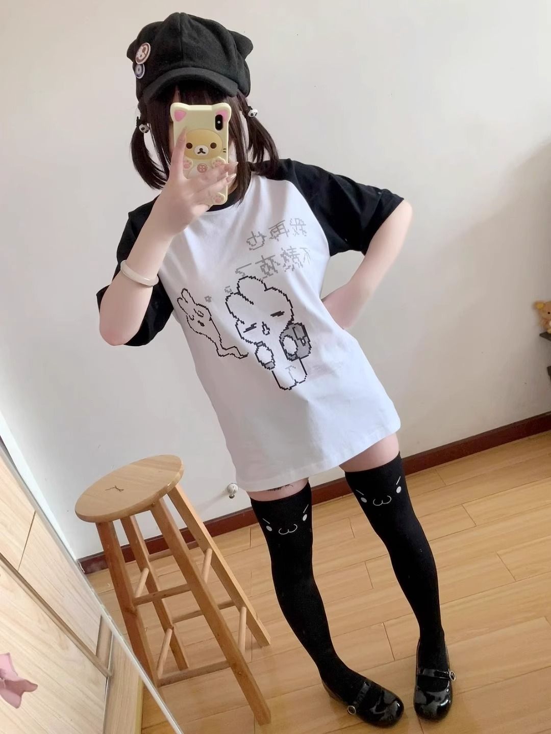 American retro cotton raglan sleeves T-shirt for women's summer new loose Hong Kong style top high quality