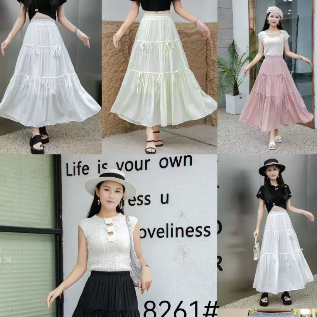 New 2025 ballet style bow skirt for women sweet age-reducing slimming layered small A-line long skirt