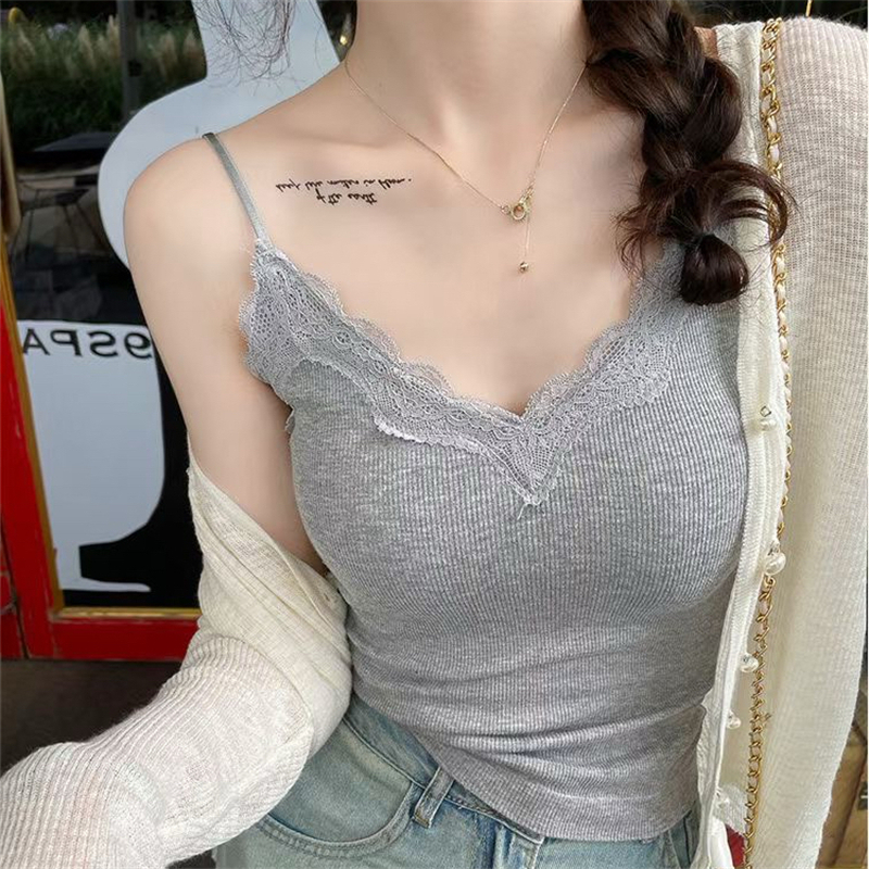 Price ~ Women's beautiful back lace small suspender vest with inner wear with chest pads for women