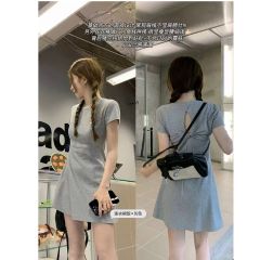 Leisure Hollowed-out Knoted Shoulder Slimming Dress for Women Summer 2025 New Short Dress