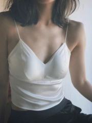 非實拍 帶胸墊白色吊帶背心醋酸緞面V領短款無袖上衣西裝內搭