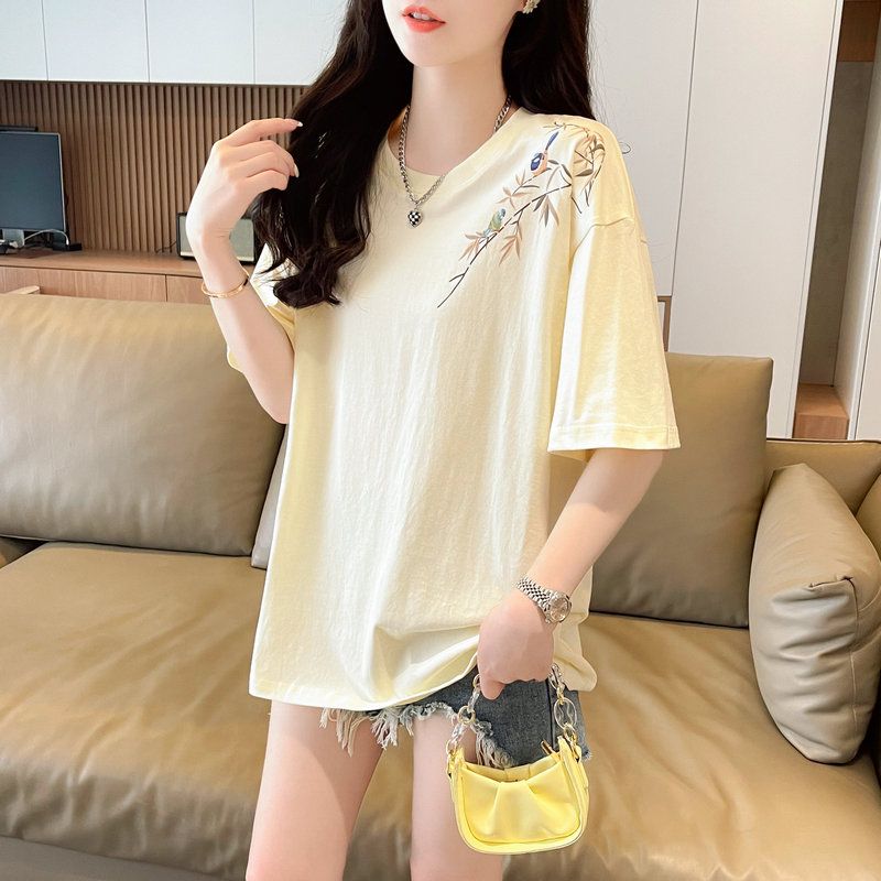 Real shot, niche short-sleeved T-shirt, women's summer new Korean loose half-sleeved large-size top