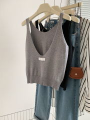 實拍美式辣妹設計感高級露背馬甲女春季甜辣歐美寬鬆無袖吊帶背心