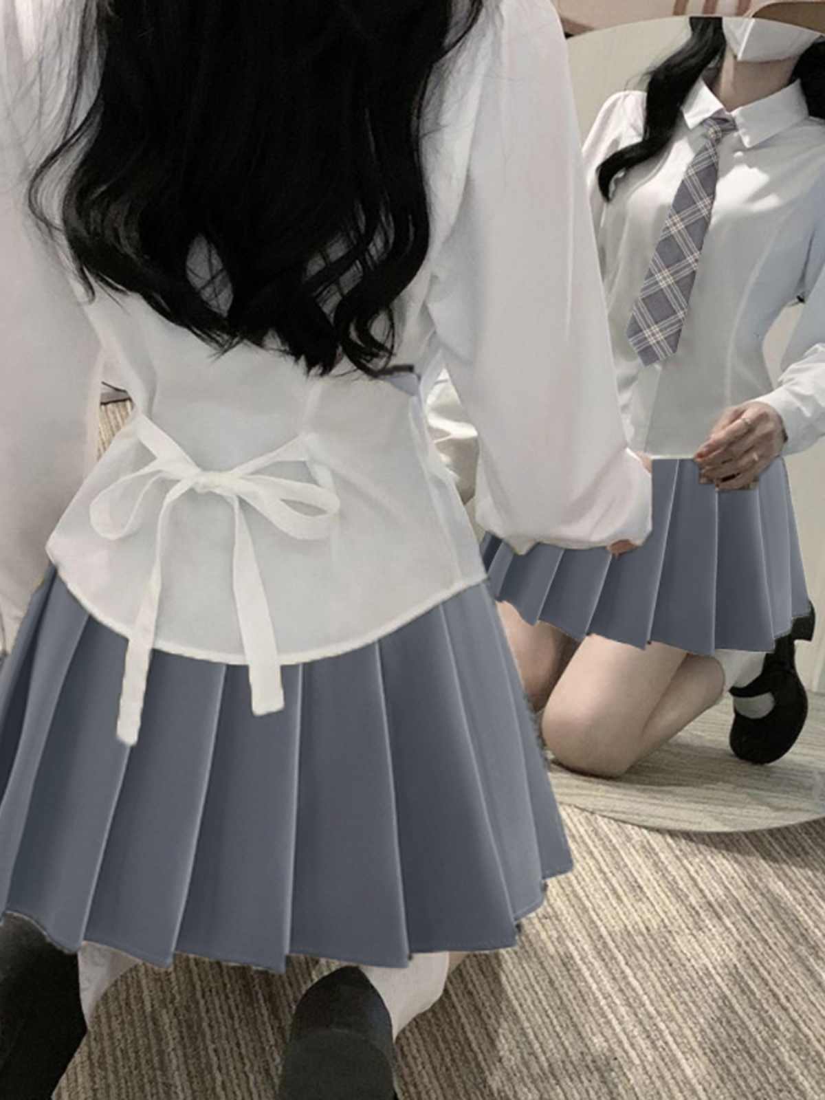 Waist-closing shirt for women French chic and beautiful small shirt for Japanese college style long-sleeved white shirt to make them look slim jk uniform suit