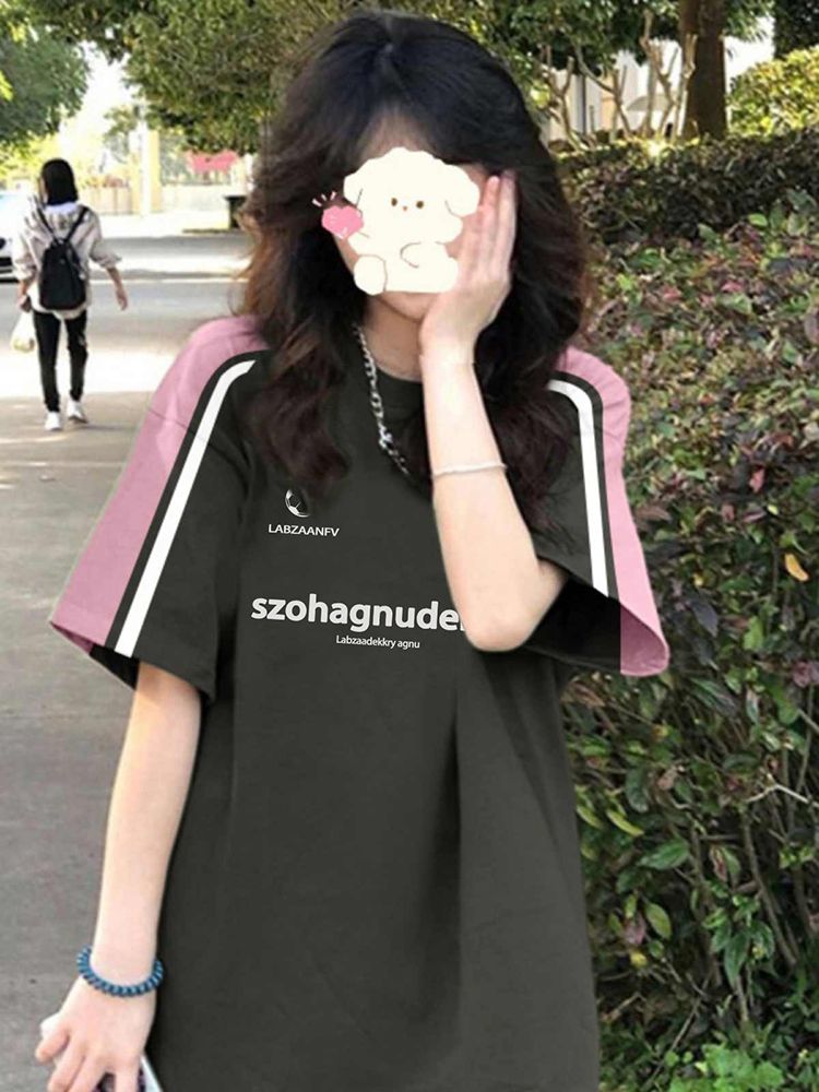 Pure cotton large-size women's T-shirt spring and summer new design Korean loose short-sleeved cartoon printed T-shirt top for women