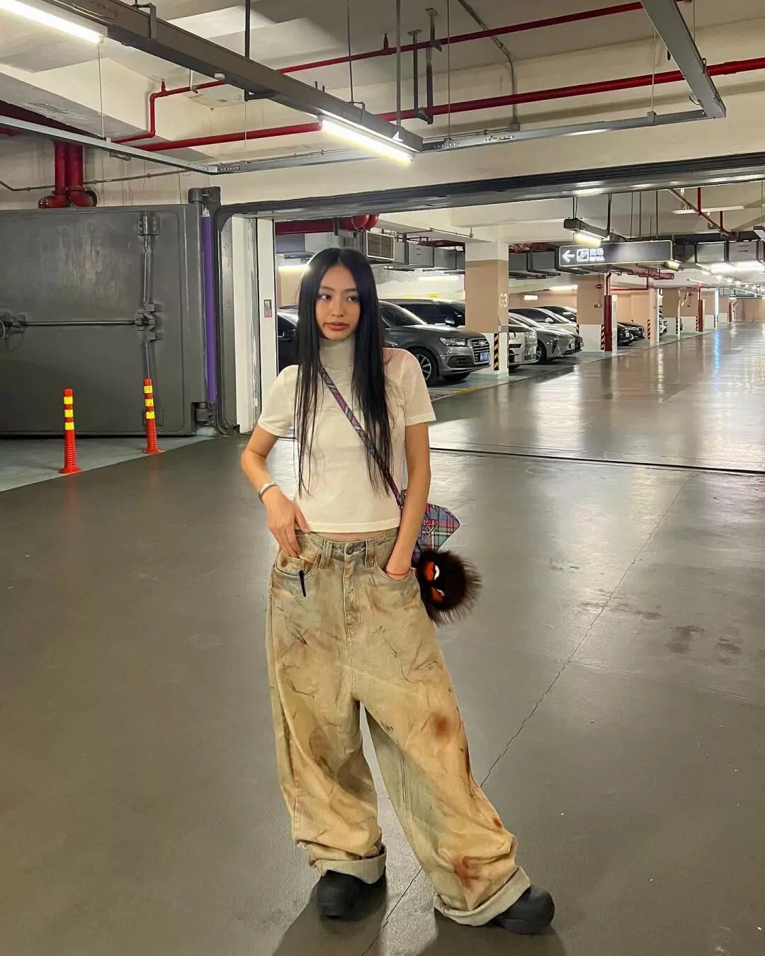 2025 summer new American retro washing tie-dyeing old jeans for women high waist straight wide-leg floor trousers