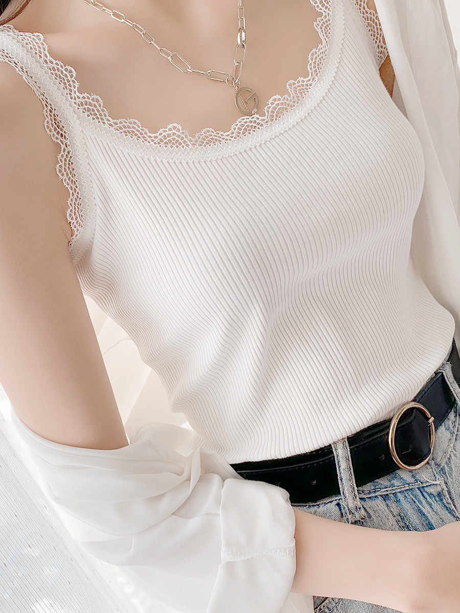 Lace suspender vest women's inner wear design niche pure sweet and spicy slim base shirt chic outer top summer
