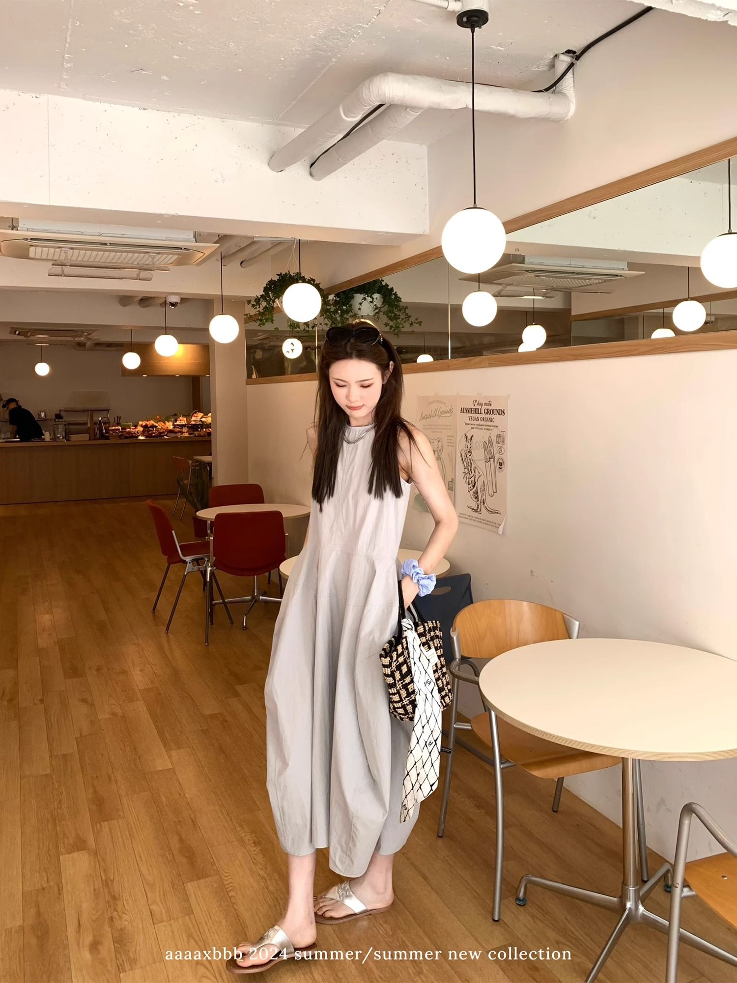 原版做法＋拉鏈韓版圓領大裙擺背心裙寬鬆設計感氣質無袖連衣裙