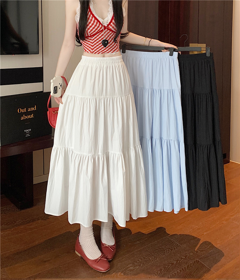 Real photo of women's new skirt gentle style A-line skirt big hem skirt long skirt