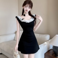 Real shot of sexy cotton tight hip bottom vest dress