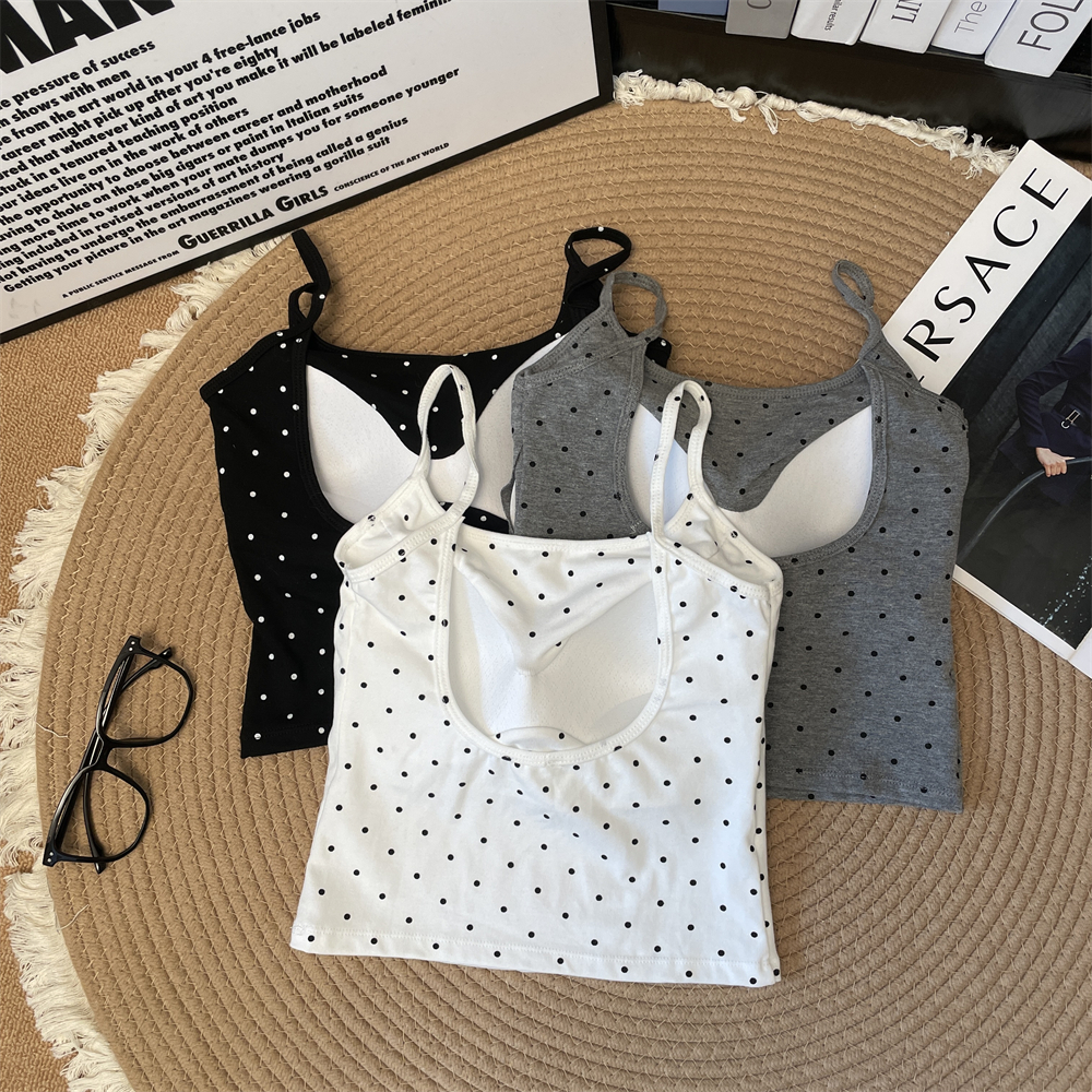 Real auction price~ Spring and summer polka dot inner strap vest for women, women's strapless breasts wrapped with chest pads, underwear outside