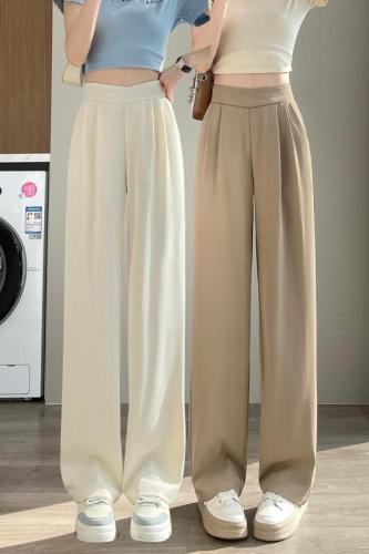 High-waisted wide-leg pants new slim straight-tube trousers waist-hugging draped casual floor-moving pants