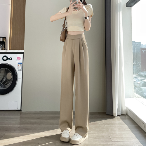 High-waisted wide-leg pants new slim straight-tube trousers waist-hugging draped casual floor-moving pants