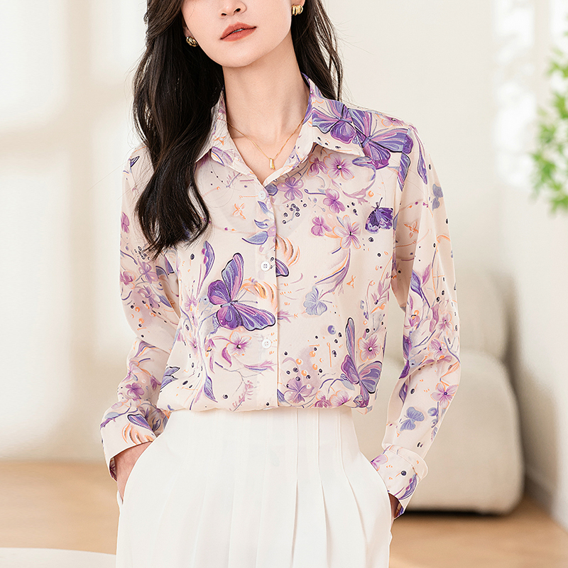 2025 shirt women's design niche long-sleeved, no-sleeved, drooping print tops shirt