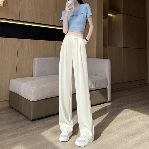High-waisted wide-leg pants new slim straight-tube trousers waist-hugging draped casual floor-moving pants