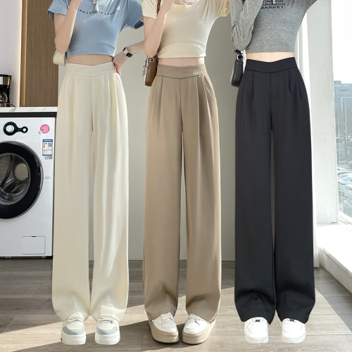 High-waisted wide-leg pants new slim straight-tube trousers waist-hugging draped casual floor-moving pants