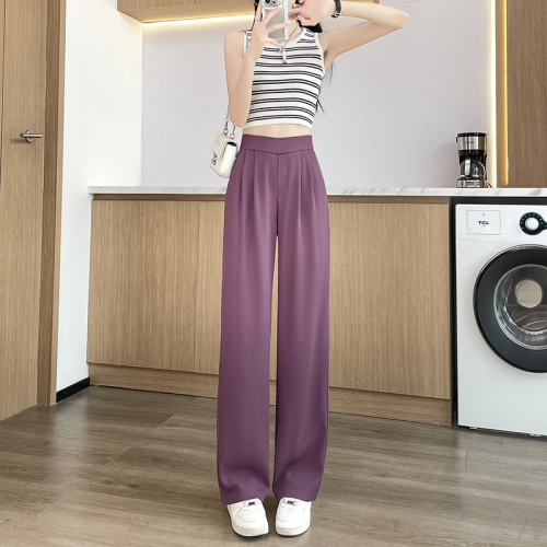 High-waisted wide-leg pants new slim straight-tube trousers waist-hugging draped casual floor-moving pants