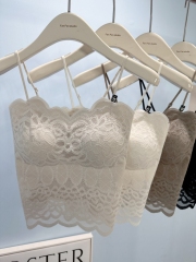 New French lace small suspender vest with chest pads in the summer to show the waistline suit inner layer