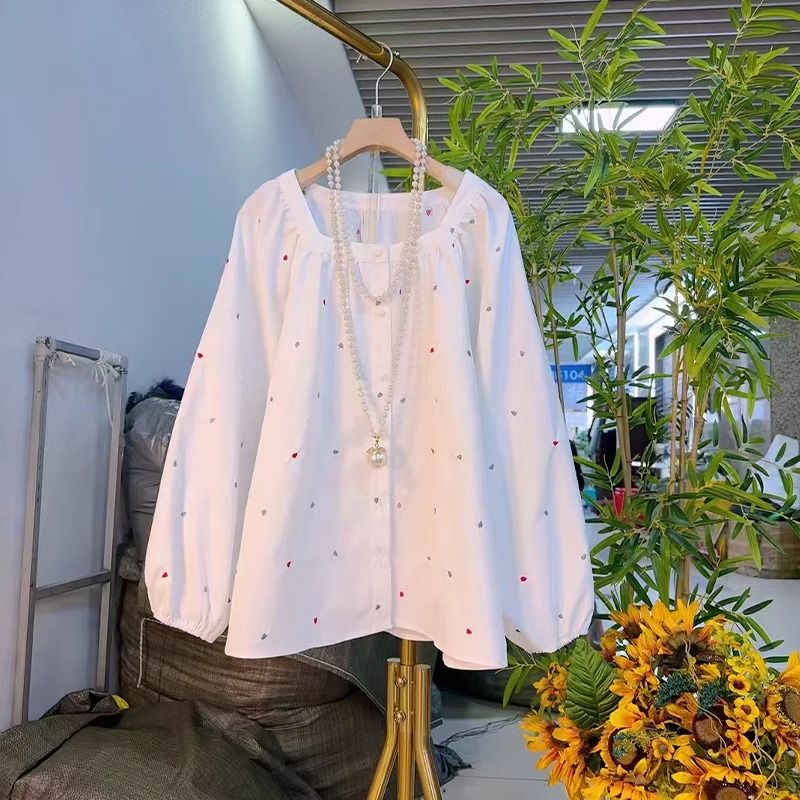 Original workmanship round neck Panasonic cuff shirt loose belly cover spring style age-reducing large-size women's casual top