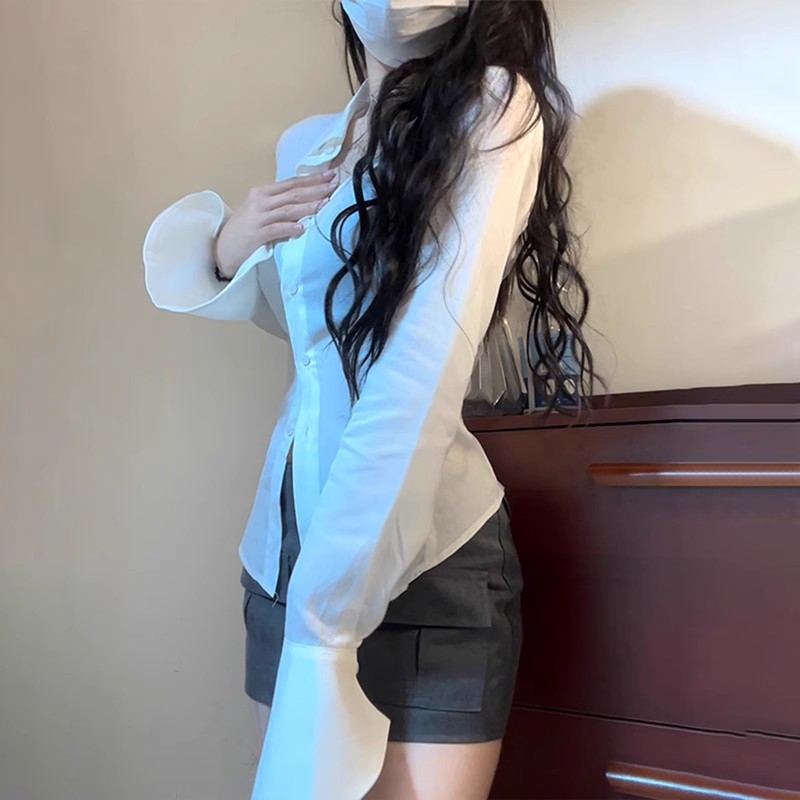 純欲風設計感白色襯衫女裝2025春季新款襯衣外套氣質小衫法式上衣