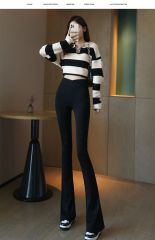 Micro-flare pants for women with high waist slimming 2025 new horseshoe pants spring and autumn drooping small black outer leggings